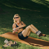Eco Bamboo Pilates Grip Socks - Butter Yellow Block