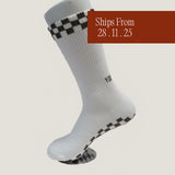 Eco Bamboo Pilates Grip Socks - Chocolate Checkerboard