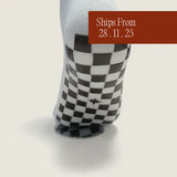 Eco Bamboo Pilates Grip Socks - Chocolate Checkerboard