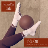 Eco Bamboo Pilates Grip Socks - Chocolate Checkerboard