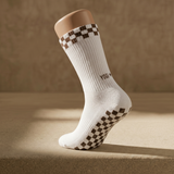 Eco Bamboo Pilates Grip Socks - Chocolate Block