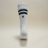 Eco Bamboo Pilates Grip Socks - Navy Double Stripe Crew