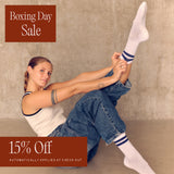 Eco Bamboo Pilates Grip Socks - Navy Double Stripe Crew