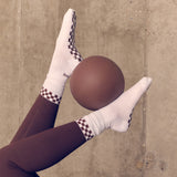 Eco Bamboo Pilates Grip Socks - Chocolate Checkerboard